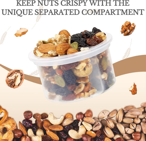 2 Pack 16oz SOLIGT Overnight Oats Containers with Lids, Folding Spoons and Divided Compartments for Fruit & Nuts, Small