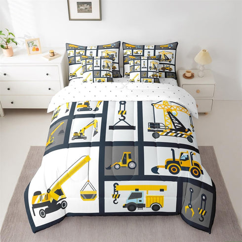 Feelyou Kids Construction Comforter Set Full Size 7 Pcs Boys Construction Site