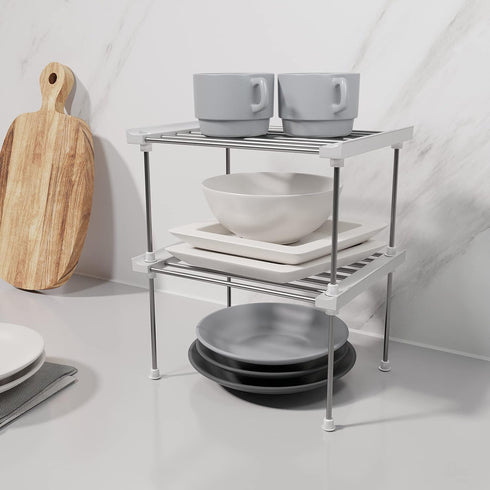 Set 2 Counter 9.8 7.8 6.1 carrotez Cabinet Organizer Shelf, of Stackable Kitchen Shelves, Kitchen Cabinet Organizers