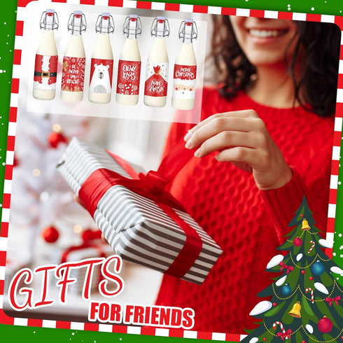 6 Set 16 oz Sieral Coquito Bottles Christmas Swing Top Glass Bottles Flip Top Brewing Bottle for Vanilla Extract