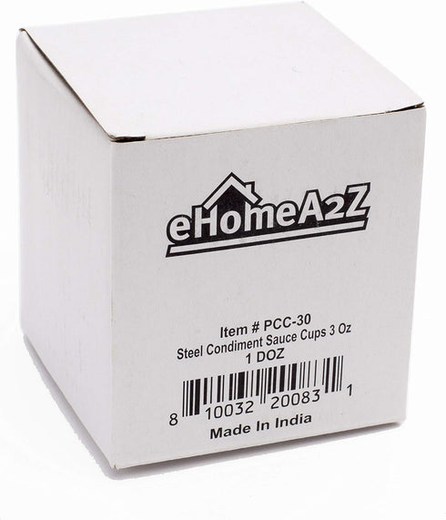 EHOMEA2Z Ramekins Stainless Steel Condiment Sauce Cups, Commercial Grade, Ideal for All Sauces (12, 3 oz)