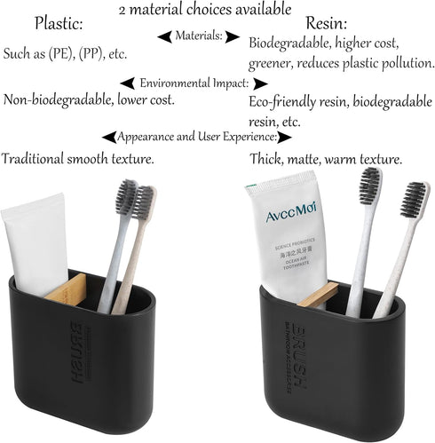 Black Bamboo Electric Toothbrush Holder, Bathroom Storage Organizer for Toothpaste, Floss, Razor on Countertop