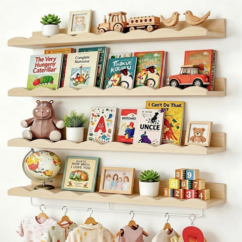 Fixwal Nursery Shelves, 24 Inch Floating Bookshelves for Wall Set of 4,