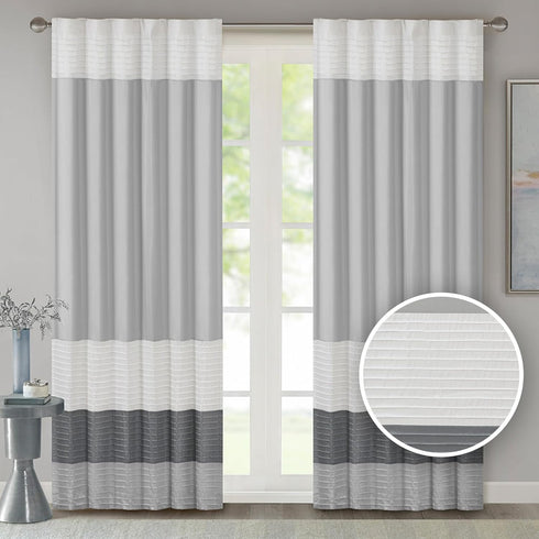 Madison Park Window Curtain Single Panel, Faux Silk, Room Darkening for Living Room and Bedroom, 84"L x 50"W, Grey