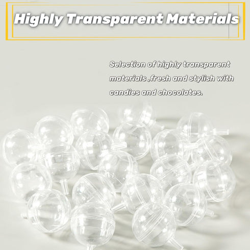 Haokixin 100 Packaging PCS Chocolate Holder,Clear Balls Acrylic Chocolate Box Holder,Chocolate Candy Holder