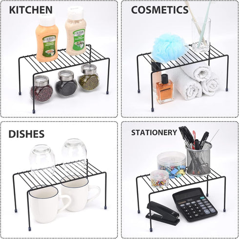 SIBAO 4) Kitchen Shelves, Cabinet Organization Mini Storage Shelf, Storage Rack Organizer for Kitchen, Fridge, Cabinet
