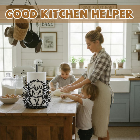 Countertop Honeydak Highland Cow Paper Towel Holder Cute Metal Black Kitchen Decor Accessories Large Trendy Tissue