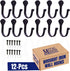 Single Prong Wrought Iron Hooks: Vintage Hand Forged Classic Hook Set, Rustic Curved Metal Fasteners, Set of 12