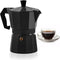 Mixpresso Black 3 Cup Moka Pot, Classic Italian Coffee Maker for Gas, Electric Stove Top, Makes 3 Espresso Cups