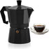 Mixpresso Black 3 Cup Moka Pot, Classic Italian Coffee Maker for Gas, Electric Stove Top, Makes 3 Espresso Cups