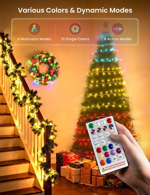 16Ft 200 LED Fairy Lights USB Powered String Lights, LED Multicolor Firecracker Cluster Twinkle Light with Remote