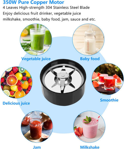 Personal Blender with Button, 350W Professional Kitchen Blender for Smoothies, 17oz Portable, Easy Cleaning & Operation