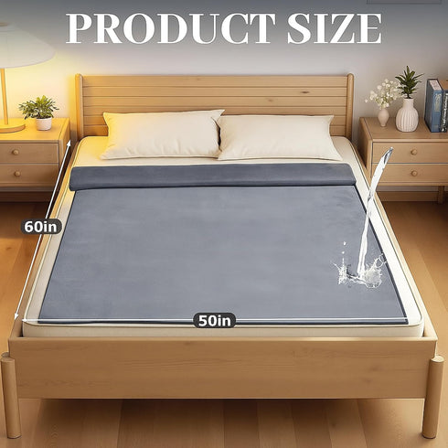 50''x60'' Tisancy Waterproof Blanket for Bed Couch Sofa, Reversible & Washable, Fleece and Flannel Waterproof Mat