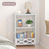 BYFU White Side Table, Small End Table with Storage Shelf, 3-Tier Nightstand for Bedroom and Living Room