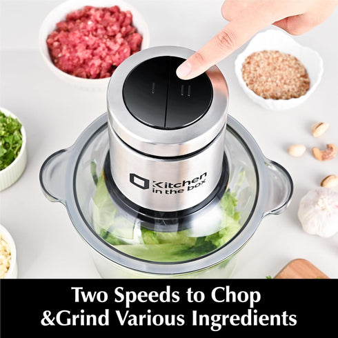 Kitchen in the Box Food Processors, Small Meat Grinder & Electric Vegetable Chopper with 2 Bowls (8 Cup + 8 Cup)