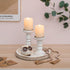 Counter Farmhouse Wood Tray Candle Holder - Romadedi Bead Round Wooden Decorative Tray for Coffee Table Decor Serving