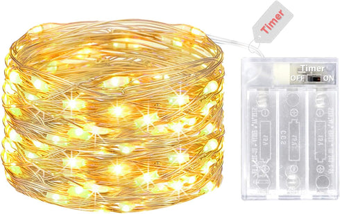 kolpop Fairy Lights Battery Operated with Timer, 16FT 50LED Mini String Light