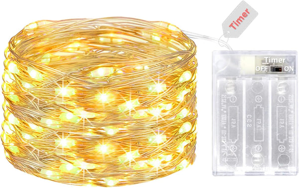 kolpop Fairy Lights Battery Operated with Timer, 16FT 50LED Mini String Light