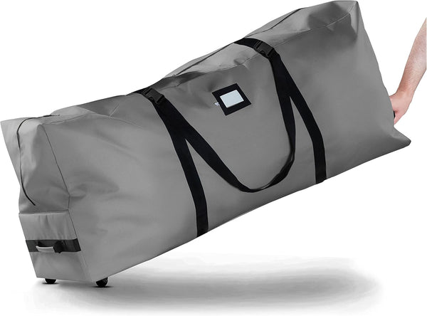 Zober 7.5 Ft Christmas Tree Storage Bag, Rolling Tear-Proof 600D Oxford Box with Durable Handles and Wheels, Gray
