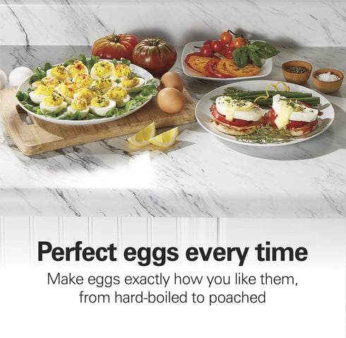3-in-1 14, (25508) Hamilton Beach Electric Egg Cooker for Hard Boiled Eggs, Poacher, Omelet Maker & Vegetable Steamer