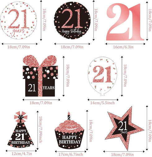 Blulu 21st Birthday Party Decorations, 21st Birthday Banners Rose Gold Hanging Swirls for Party Supplies 30 Count