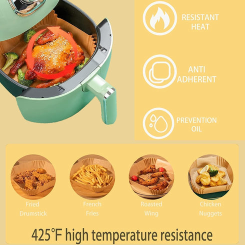 Air Fryer Paper Liners, 125PCS Non-stick Disposable Baking Paper for Roasting, Oil-proof, Food Grade Parchment