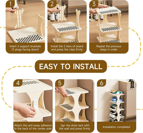9 Closet, Vertical Shoe Rack Tier, Narrow Free Standing Shoe Organizer for Entryway & Bedroom, Tall Plastic Narrow Shoe