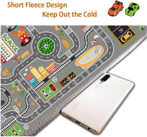GOJAGOT Car Rug Play Mat Great for Playing with Cars and Toys, Kid Playroom Carpet with Rubber Backing, Game Area