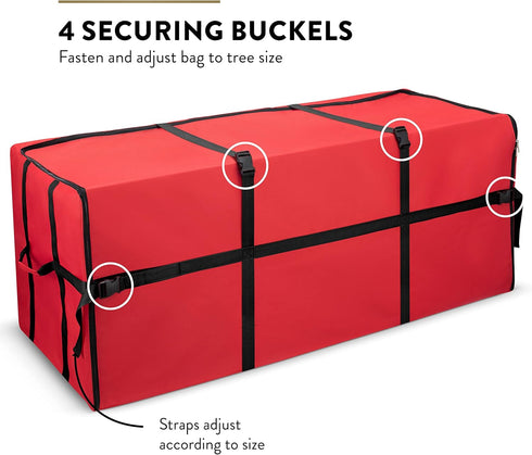 Zober Christmas Tree Storage Bag 7.5 Ft - Durable Red Bag for Artificial Disassembled Christmas Tree with Zipper