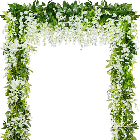HANDIC Wisteria Garland 5pack - 33Ft Artificial Fake Wisteria Vine Hanging Flowers Fake Vines Plants
