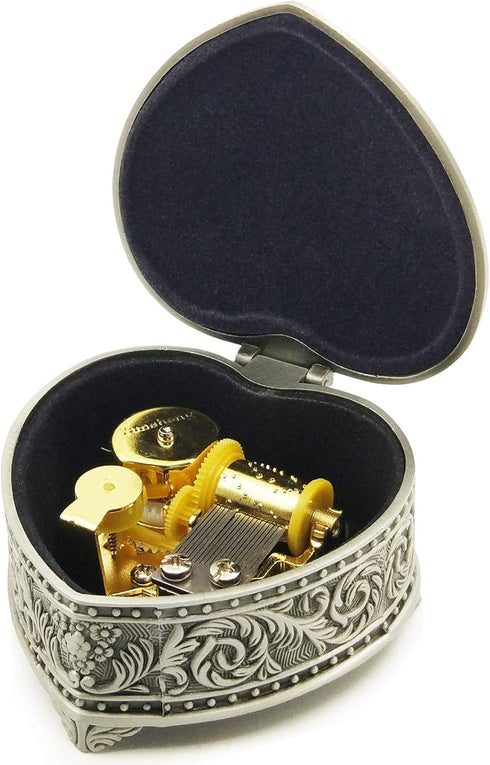 Wingostore Emboss Alloy Metal Music Box, Wind Up and Golden Movement for Christmas/Birthday/Valentine's Day