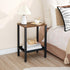 2-Tier BF91BZ01 HOOBRO End Table, Small Side Table with Storage Shelves, Nightstand with Faux Rattan Decoration