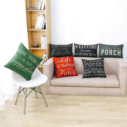 TRENDIN Farmhouse Porch Oblong Pillow Cover, 20x12 inch Vintage Black Throw Pillow Cover for Couch Sofa PL565TR