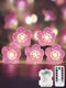 Cherry Blossom Flower String Lights for Bedroom, Pink Fairy Lights Battery Operated