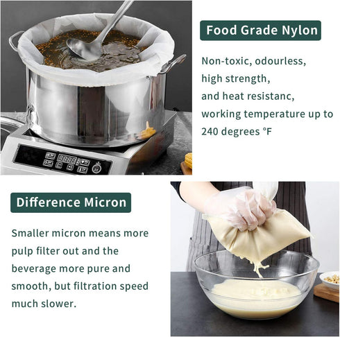 12"x18" Nylon Mesh Strainer Bags - 180 Micron for Almond Nut Milk, Greek Yogurt, Home Brewing