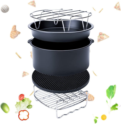 TamBee 8 Inch Cooking Rack, Round 304 Stainless Steel Baking and Cooling Steaming Rack, Set of 2