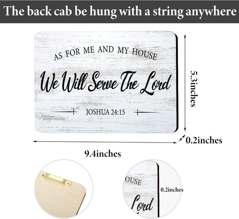Jetec Rustic Wood Sign - 2 Pieces "As for Me and My House We Will Serve The Lord" Bible Verse Wall Decor