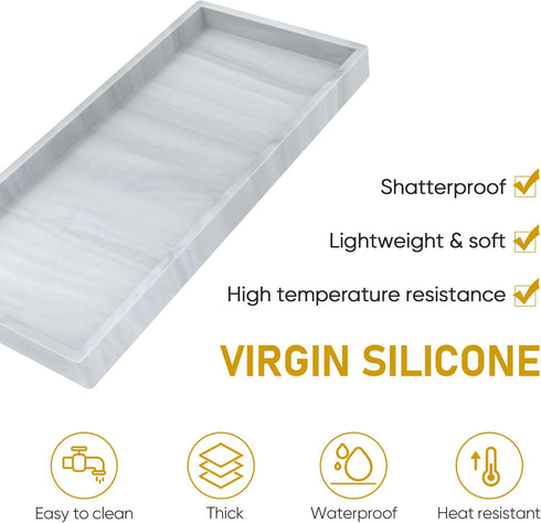 Bathroom Counter Tray, EG-SIPRO Thickened Silicone Bathroom Vanity Tray, Shatterproof Soap Dispenser Tray