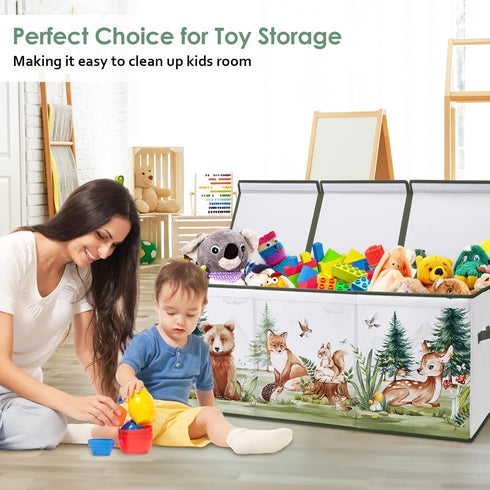 37.712.515.7'' Large Toy Box Chest Organizer with Flip Lid for Kids, Collapsible Oxford Toy Storage Box with Handles