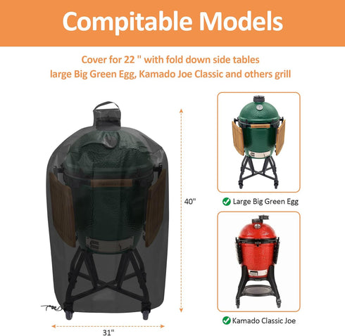 Waterproof Cover for Large Big Green Egg, Ceramic Grill Cover Outdoor Grill Cover, Weather Resistant BBQ Grill