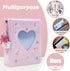 KIGOTWIN 3 Inch Album Album, 40 Photocard Mini Photo Love Heart Hollow Photocard Id Holder Pockets With Pendant (Light