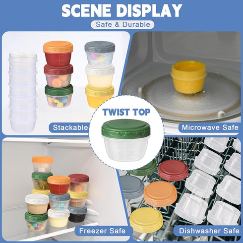 12pcs 2 oz Yomarket Salad Dressing Container, Reusable Condiment Containers Sauce Cups with Leak-proof Lids, Small