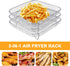 Square Air Fryer Rack, 3 Layer Stainless Steel Stackable Dehydrator Rack with Anti-Scalding Clip, Air Fryer Accessories