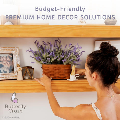 Butterfly Craze Lifelike Artificial Lavender Plants - 8-Piece Bundle for Crafting, Home Decor, Weddings