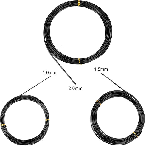 Zhanmai 9 Rolls Bonsai Wires, Anodized Aluminum Training Wire with 3 Sizes (1.0 mm, 1.5 mm, 2.0 mm), Total 147 Feet