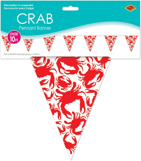 Beistle Plastic Nautical Theme Party Crab Pennant Banner Luau Beach Decorations