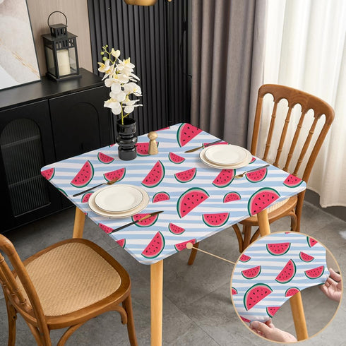 Summer Outdoor Square Fitted Tablecloth 48x48 Inch Stretchy Washable Fabric Coffee Table
