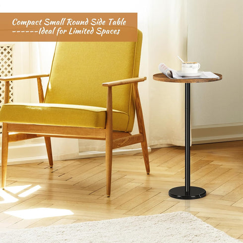 smusei Drink Table Small Side Table with Marble Base Pedestal Side Table Drink Tables for Small Spaces Round End Table
