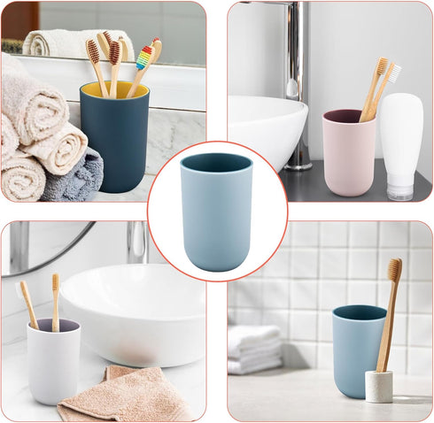 PNDID 4 Pieces Plastic Bathroom Tumblers, Unbreakable Toothbrush Cup, Plastic Mouthwash Cup Toothbrush Holder (Light