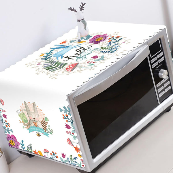 Microwave Oven Dust Cover, Decorative Kitchen Appliance Cover, 13.8 x 39.4in (Hello)